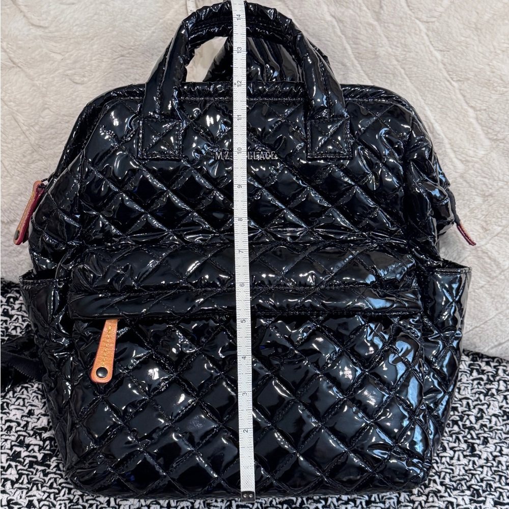 MZ Wallace Small Top Handle Backpack Patent Leather Black Lacquer Pristine! - Picture 9 of 13
